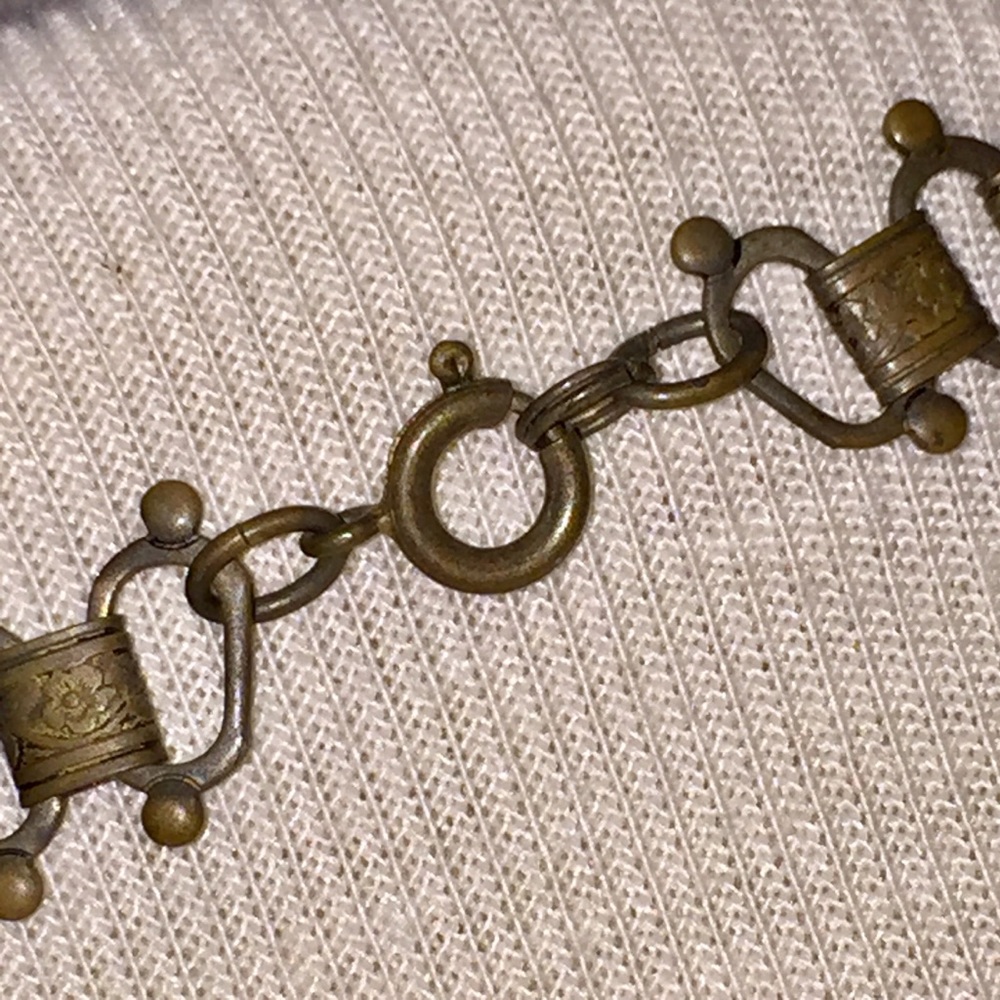 Antique Victorian Brass Filigree Ball Book Link Chain Necklace - Picture 7 of 17